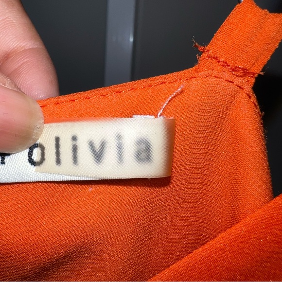 ALICE + OLIVIA TIERED MINI DRESS IN ORANGE SILK ORANGE Size 6 - Picture 10 of 16